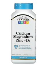 Calcium Magnesium Zinc + D3 21st Century 250 таблеток CEN-28048 фото