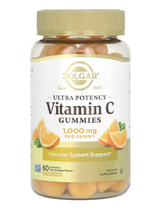 Ultra Potency Vitamin C Gummies Tart Orange 1000 мг Solgar 60 жувальних цукерок SOL-62012 фото