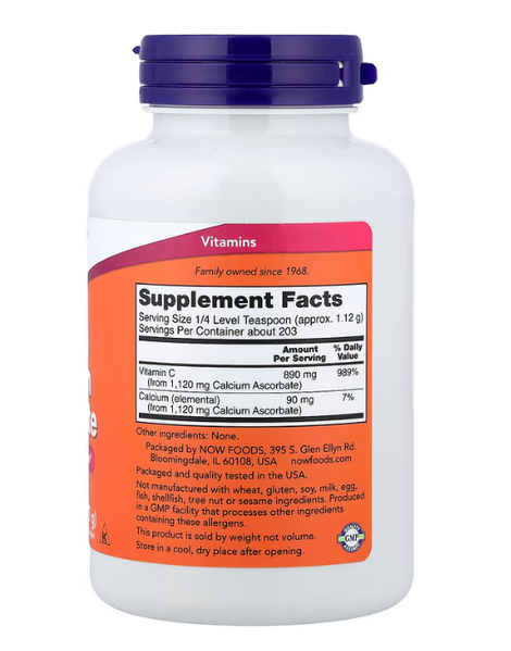 Pure Buffered Calcium Ascorbate Vitamin C Powder Now Foods 227 g