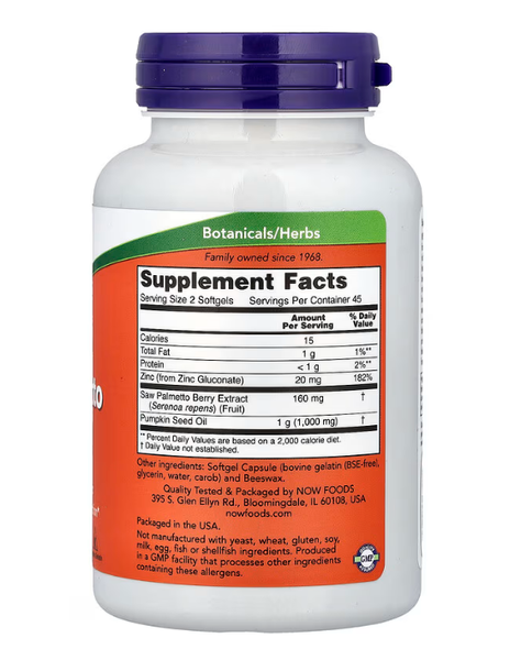 Saw Palmetto Extract Now Foods 90 капсул NOW-04734 фото