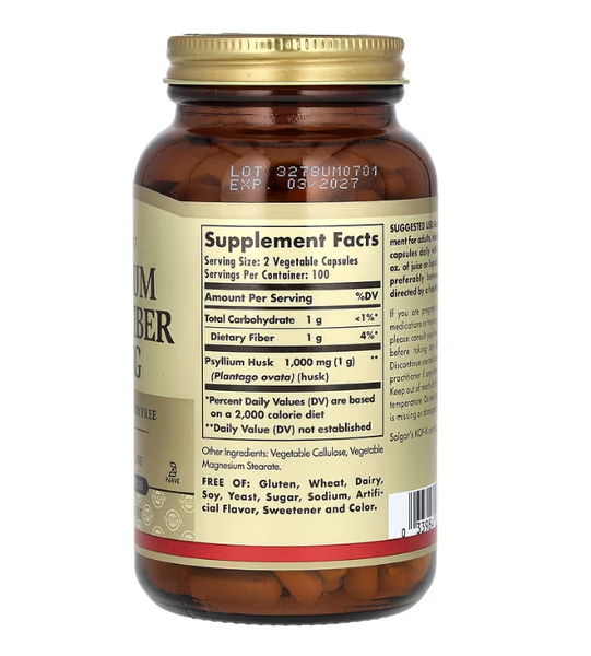 Psyllium Husks Fiber 500 mg Solgar 200 vegetable capsules